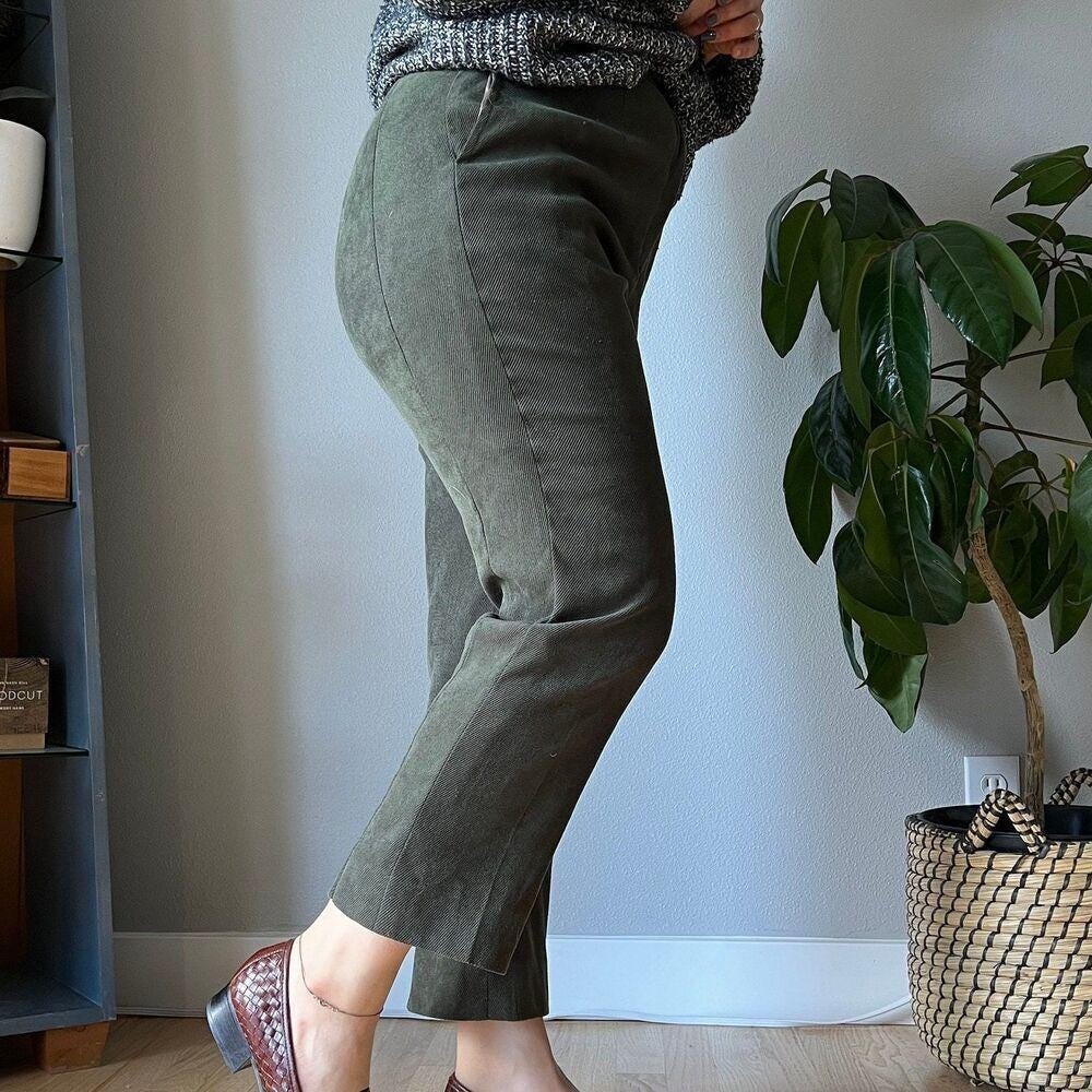 vtg 90s Smith & Hawken green cropped pants straight leg trousers casual Medium - Picture 7 of 8